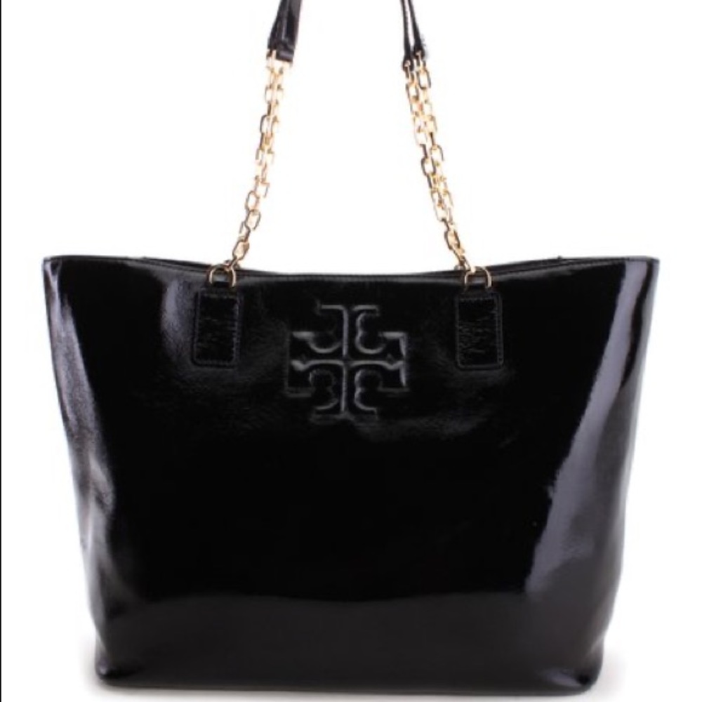 Tory Burch patent high gloss Charlie tote🖤✨💅